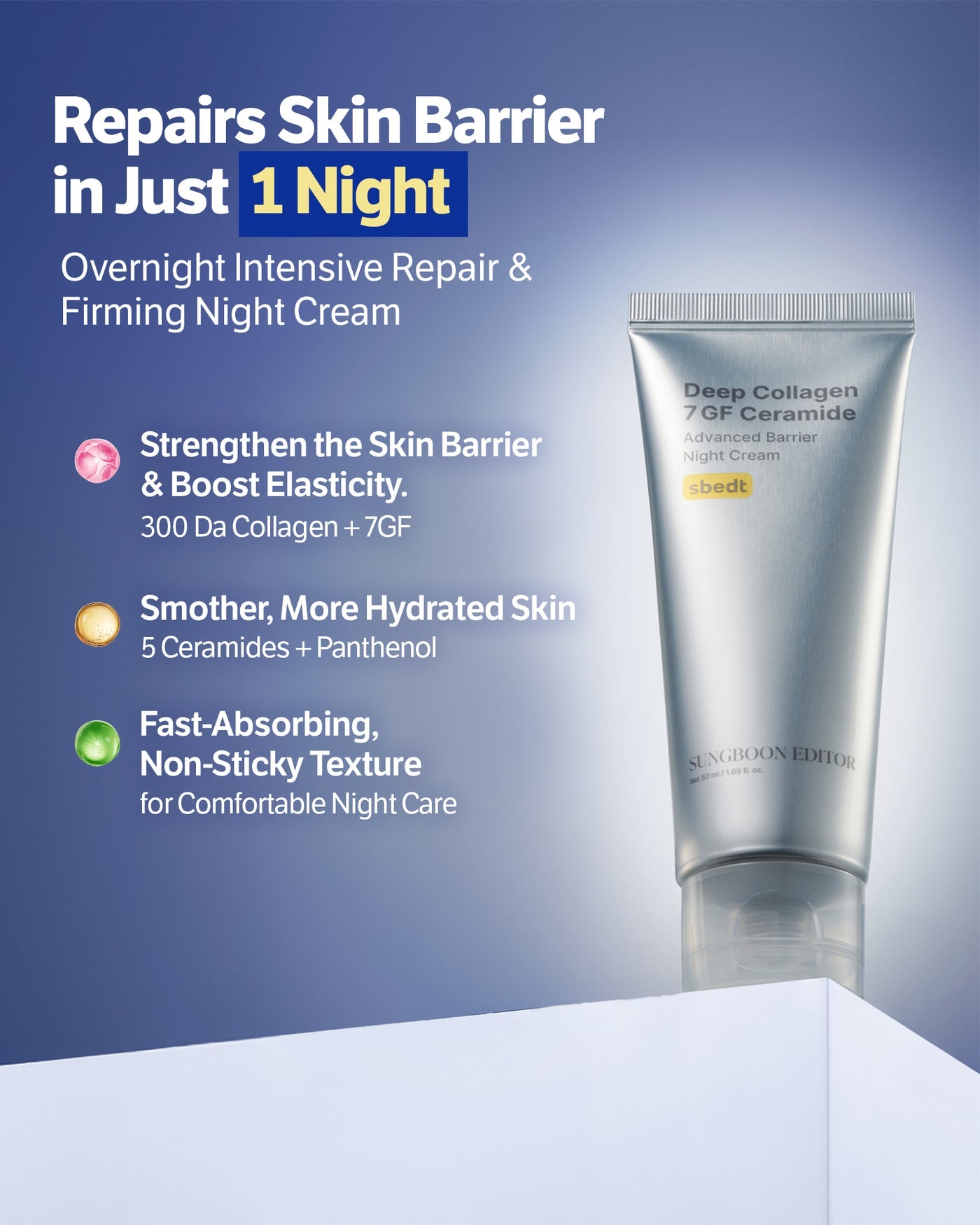 Sungboon Editor - Deep Collagen 7GF Ceramide Advanced Barrier Night Cream [50ml]