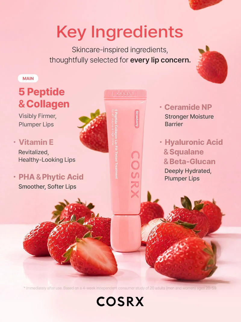 COSRX - 5 Peptide Collagen Tinted Lip Fill Treatment #01 Strawberry (12g)