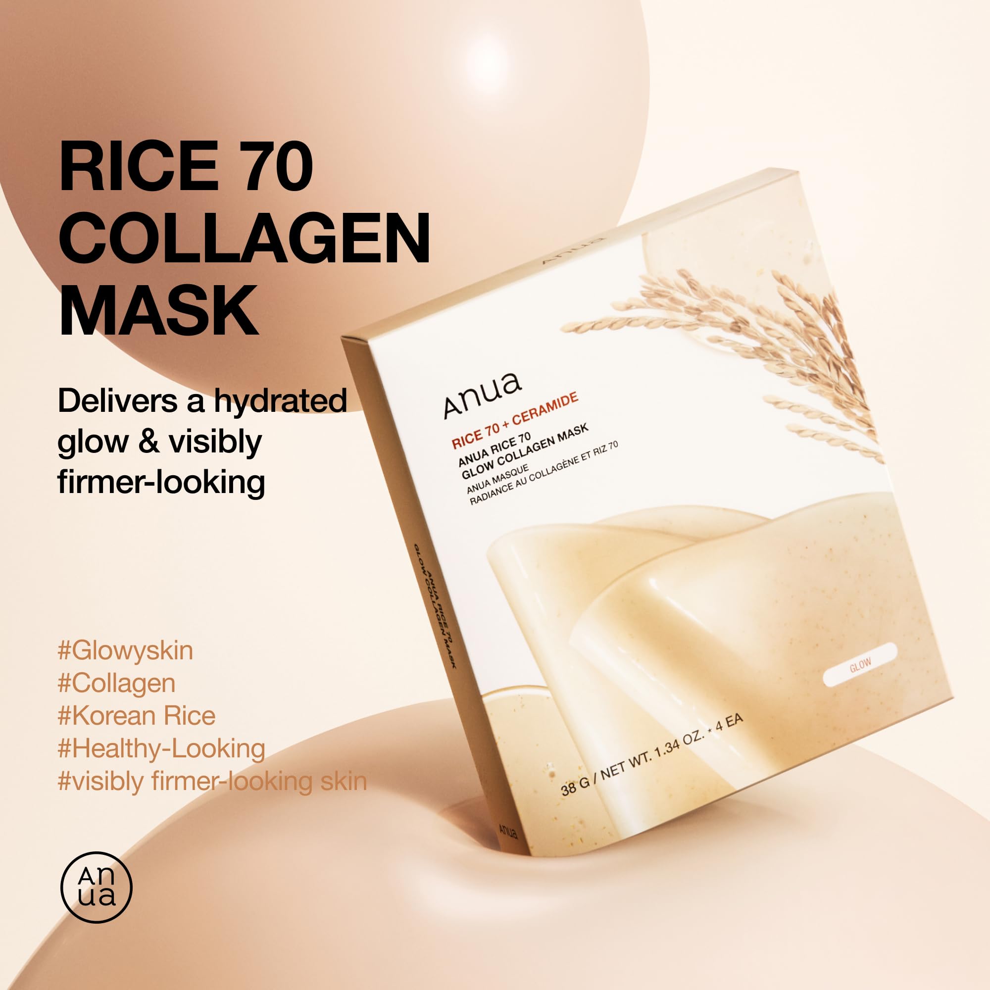 Anua - Rice 70 Glow Collagen Mask (38g) [1ea]