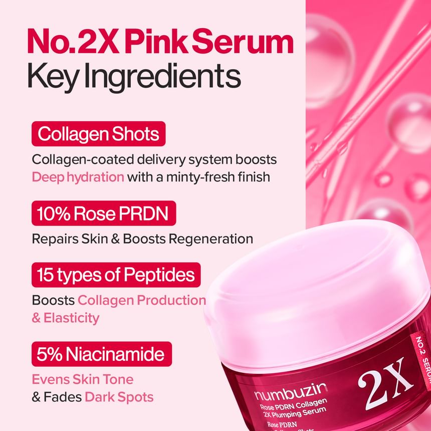 Numbuzin - No.2 Rose PDRN Collagen 2X Plumping Serum [30ml]