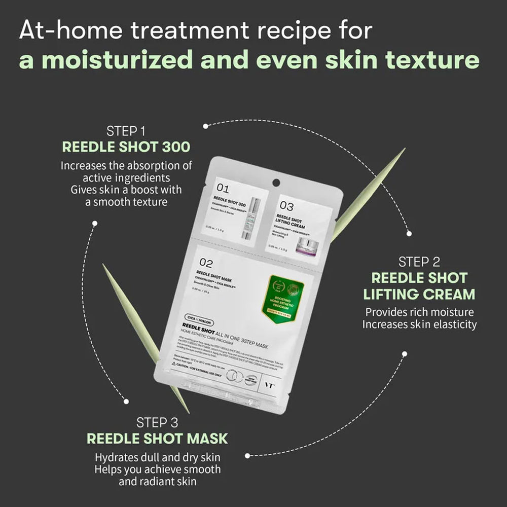 VT - قناع Reedle Shot All In One المكون من 3 خطوات [1.5 جرام + 25 جرام +1.5 جرام]