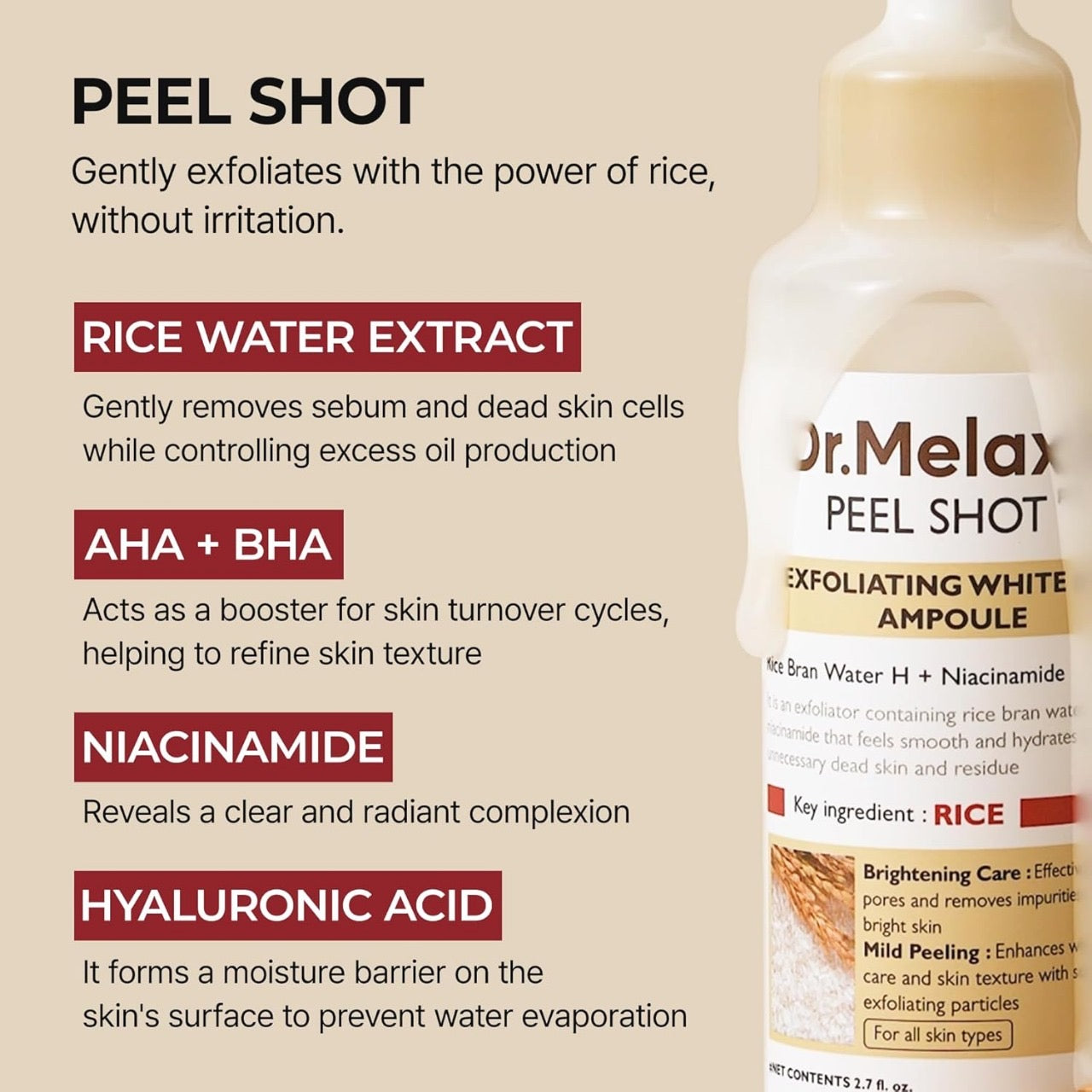 Dr. Melaxin - Peel Shot Exfoliant White Rice Ampoule [80ml]