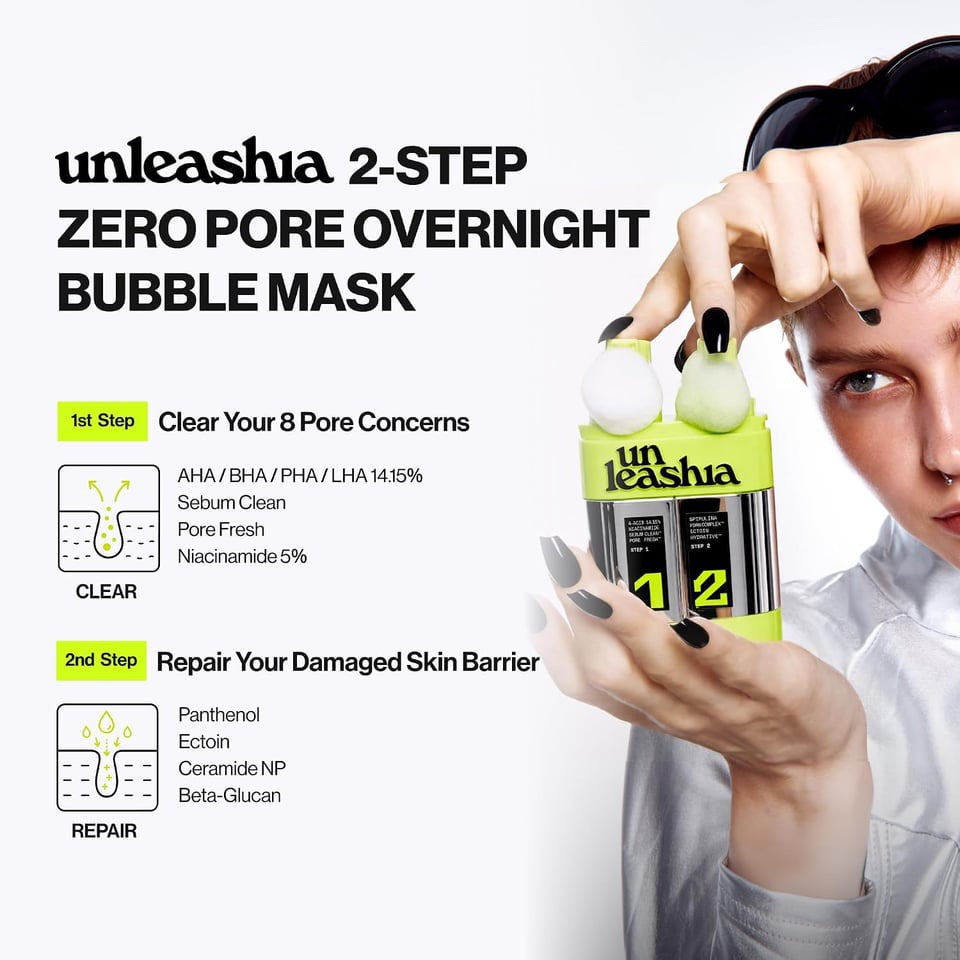 Unleashia - Two Step Zero Pore Overnight Bubble Mask (80ml)