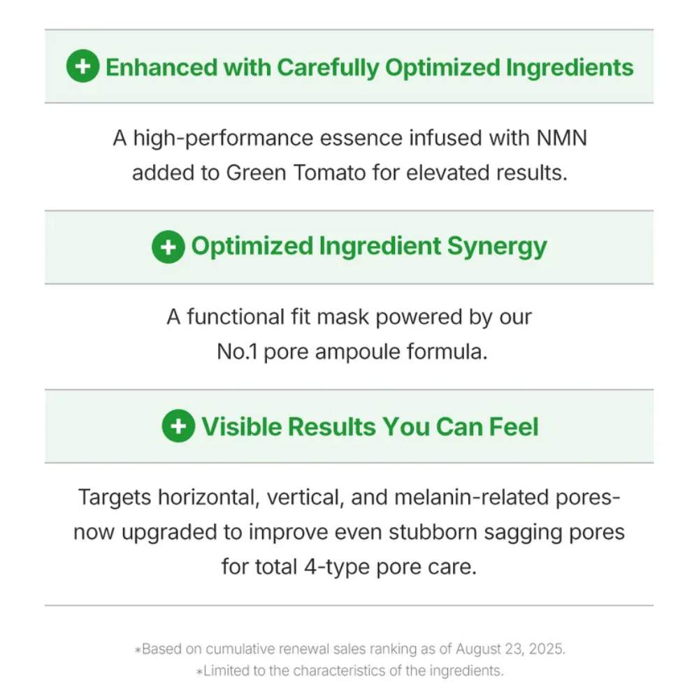 Sungboon Editor - Green Tomato NMN Pore Minimizing Ampoule Mask [1ea, 23g]