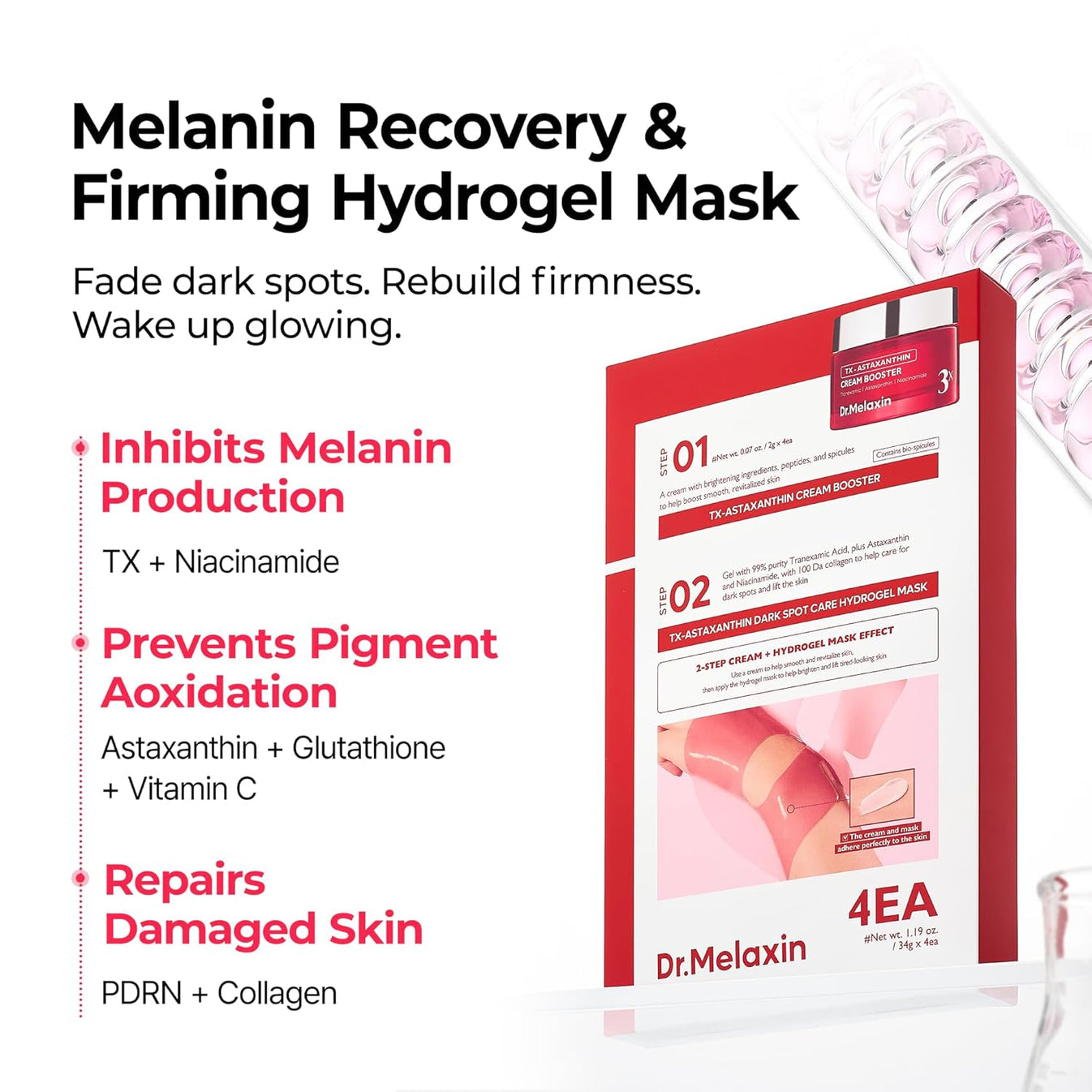 Dr.Melaxin - Tx-Astaxanthin Cream Booster & Tx-Astaxanthin Dark Spot Care Hydrogel Mask (1ea)