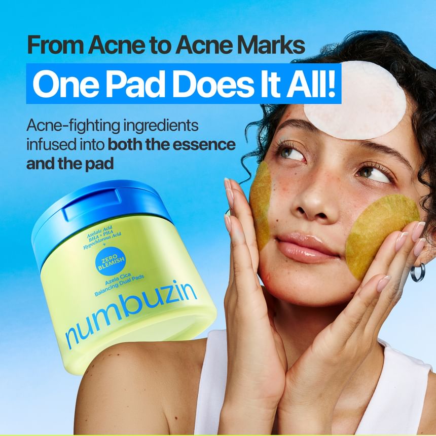 Numbuzin - No.0 Zero Blemish Azela Cica Balancing Dual Pads [210ml, 60 pads]