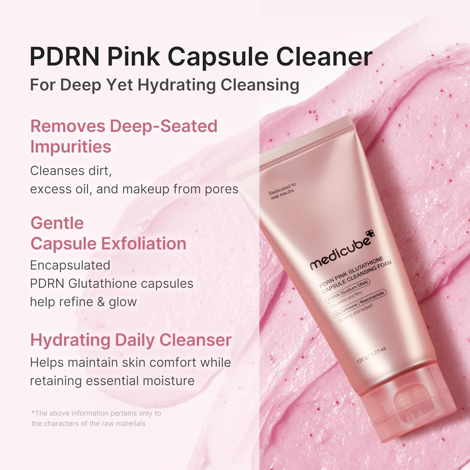 ⁠Medicube - PDRN Pink Glutathione Capsule Cleansing Foam (120g)