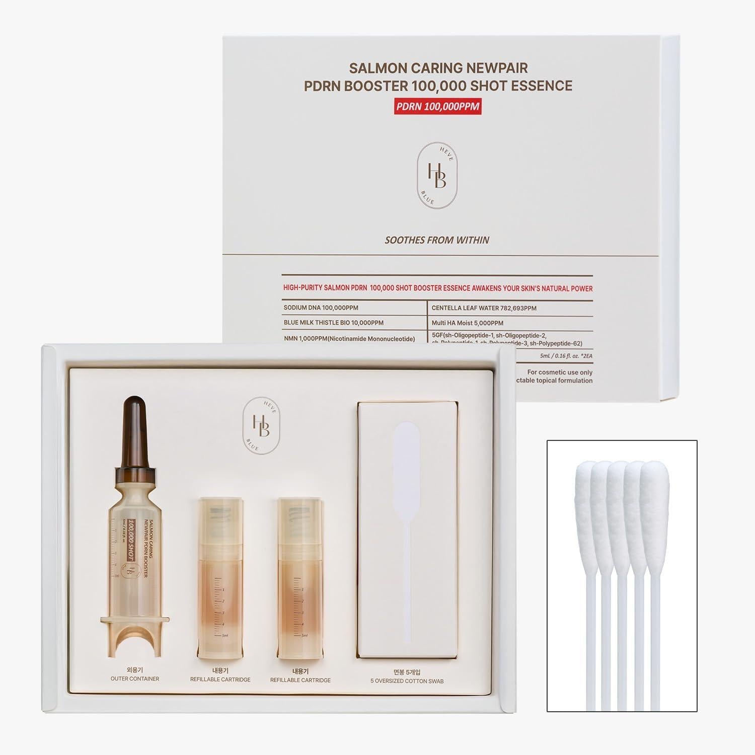 HEVEBLUE - Salmon Caring Centella New Pair PDRN Booster 100,000 Shot Essence 2pcs Set